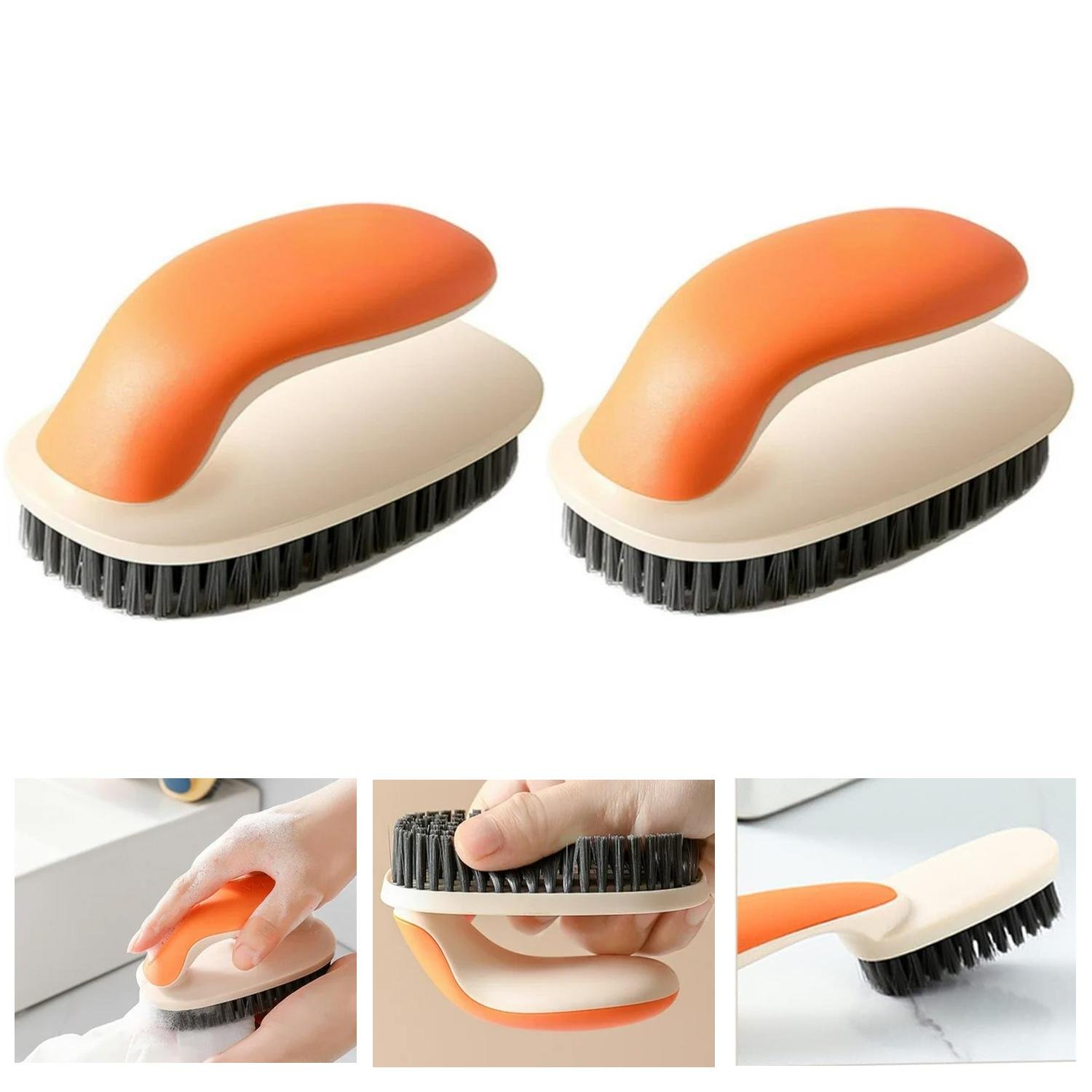 Limitless Clothes Brush Soft Hair Shoe Laundry Brush Household Slippers Not Hurt Clothes Shoes With Handle Board Brush Multi-functional Cleaning Tool (Blue-2pack)